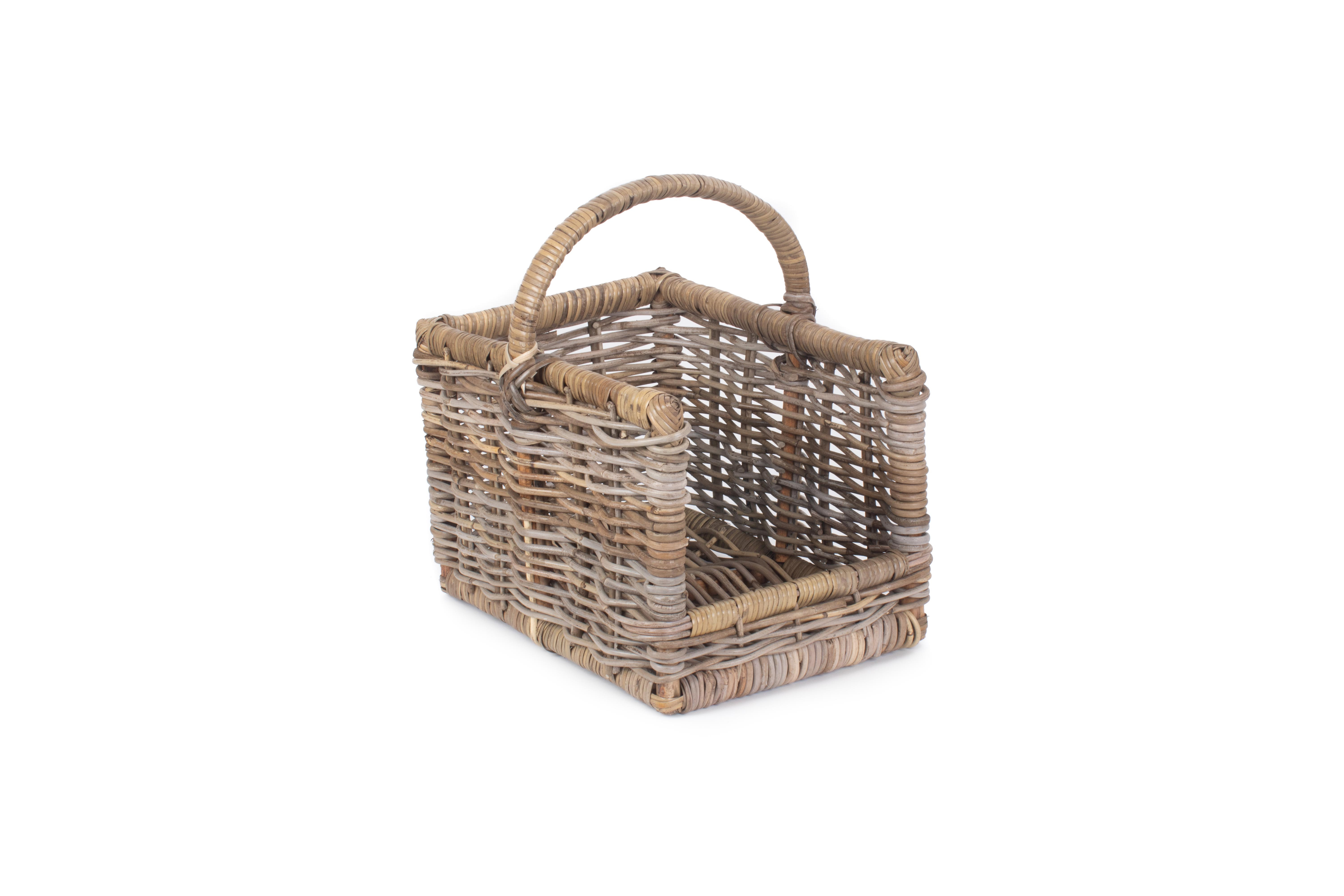 Rattan Open Ended Log Basket Set 3 Log Baskets