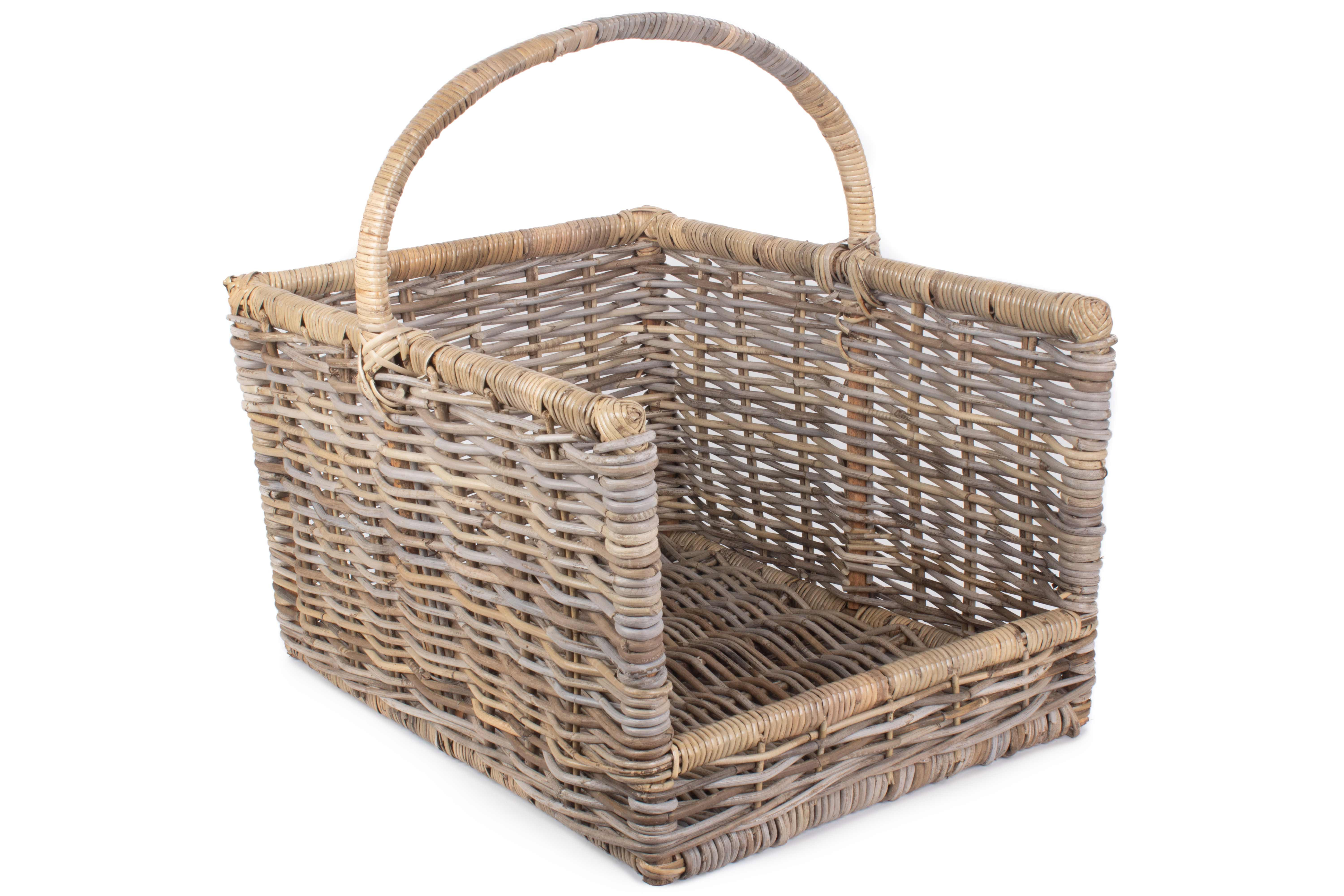Rattan Open Ended Log Basket Set 3 Log Baskets