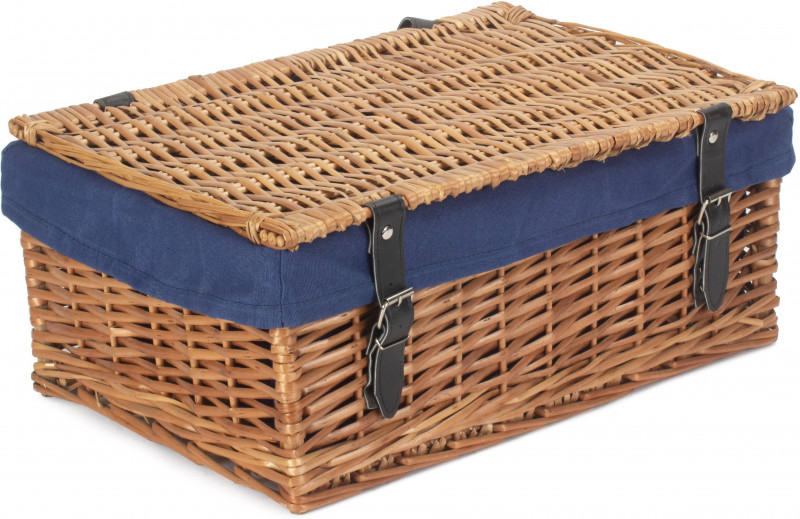 18" Large Packaging Hamper With Navy Blue Lining Empty Hampers