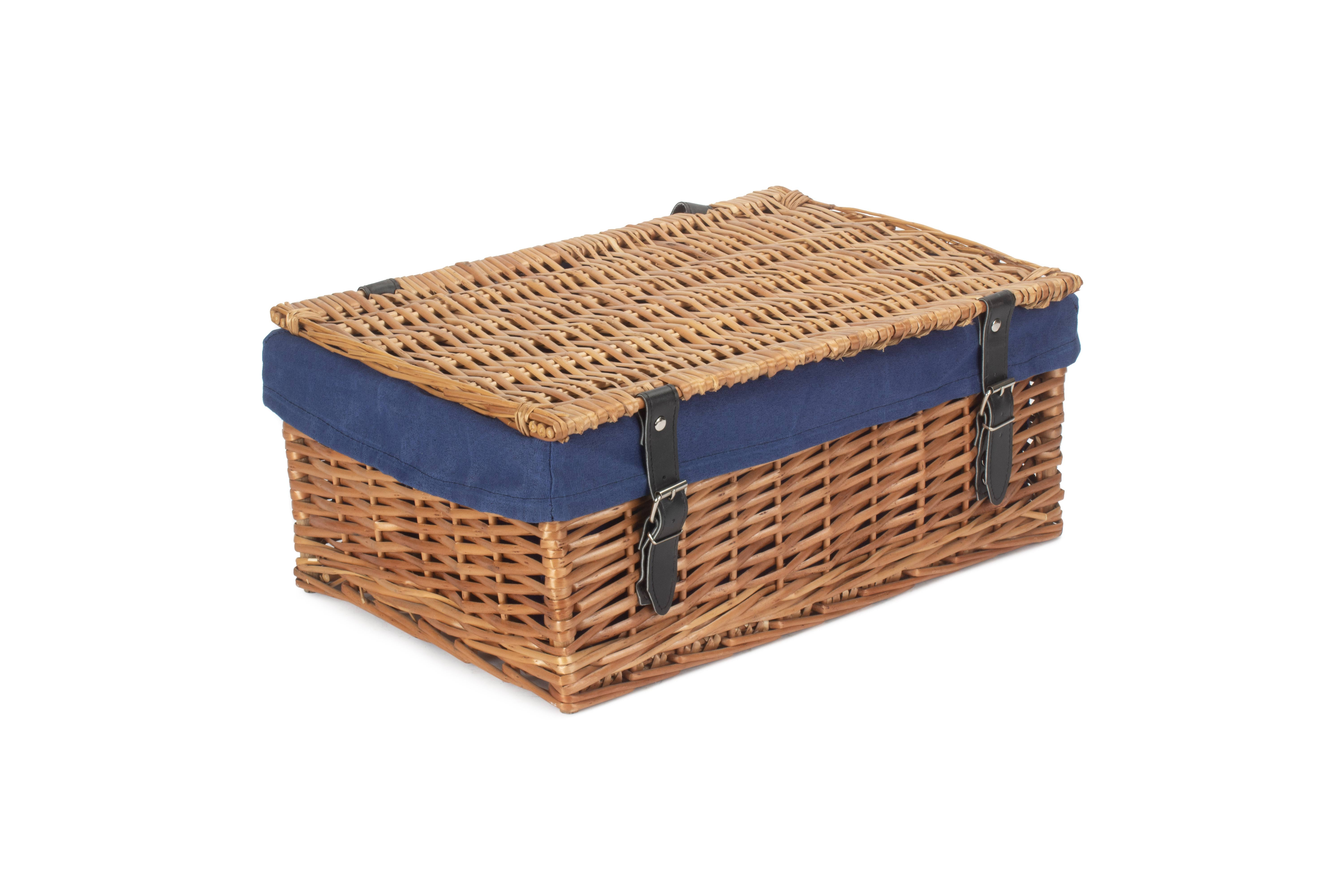 18" Large Packaging Hamper With Navy Blue Lining Empty Hampers