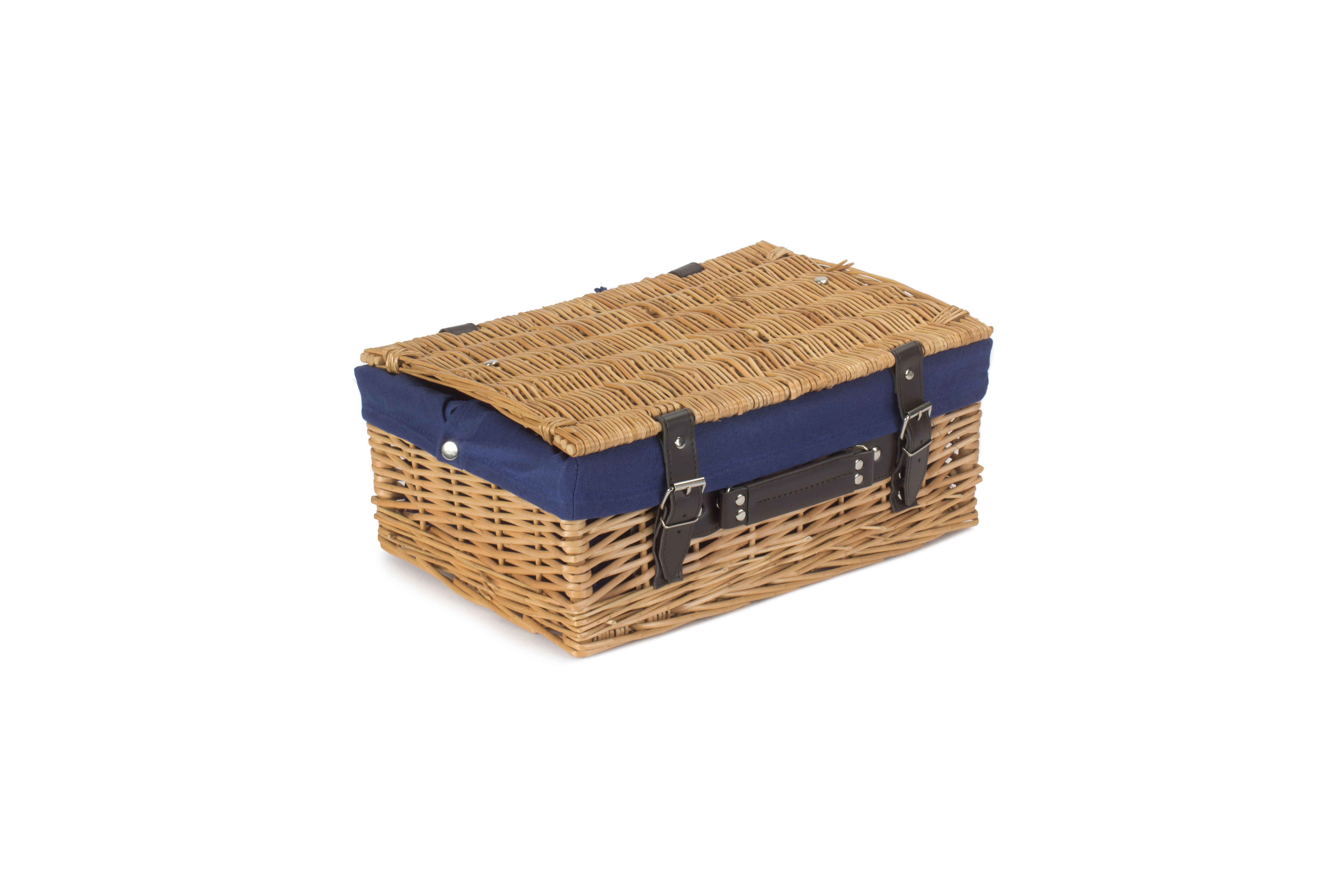 14" Wicker Hamper With Navy Blue Lining Empty Hampers