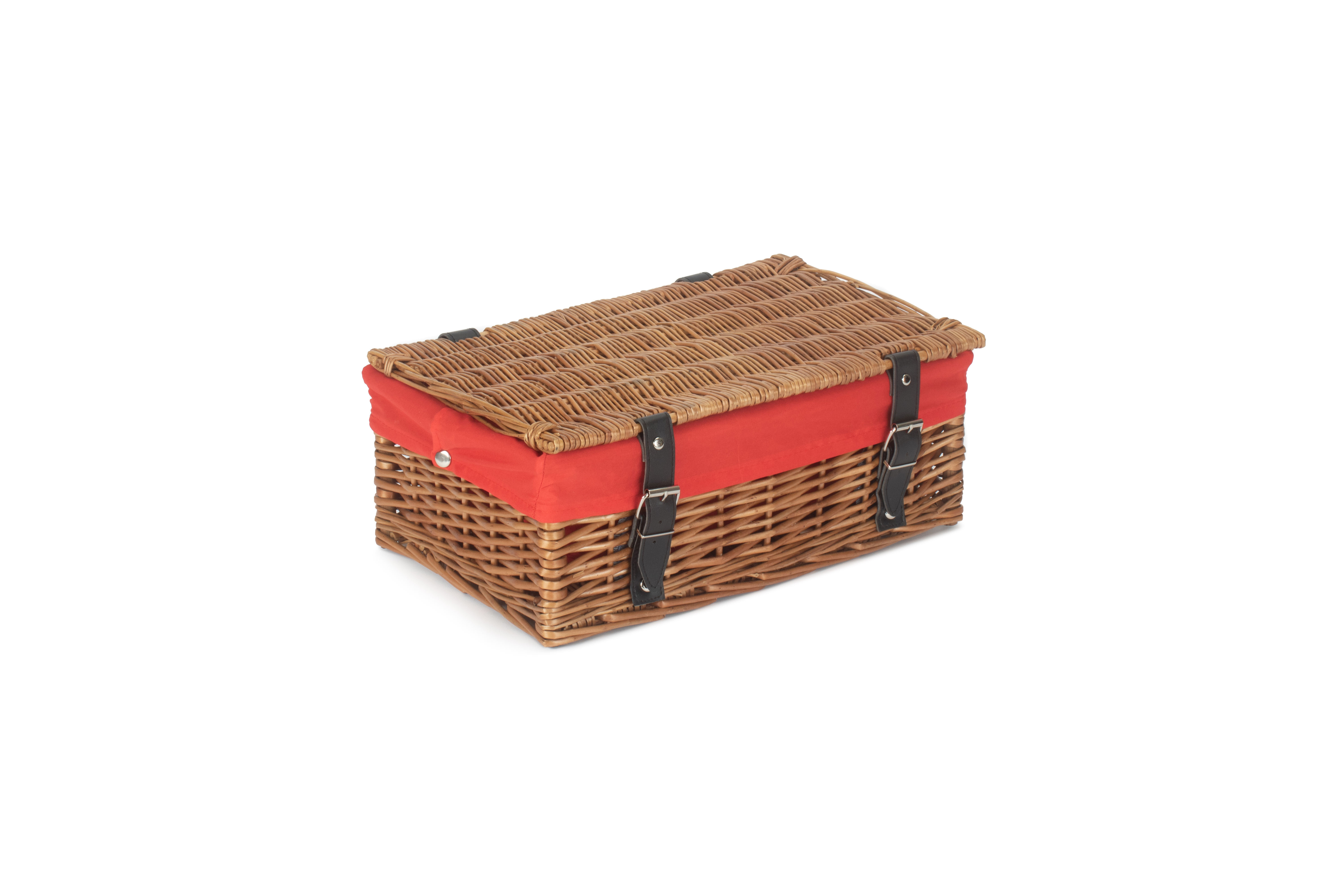 14 Inch Empty Wicker Hamper Basket Double Steamed Red Lining