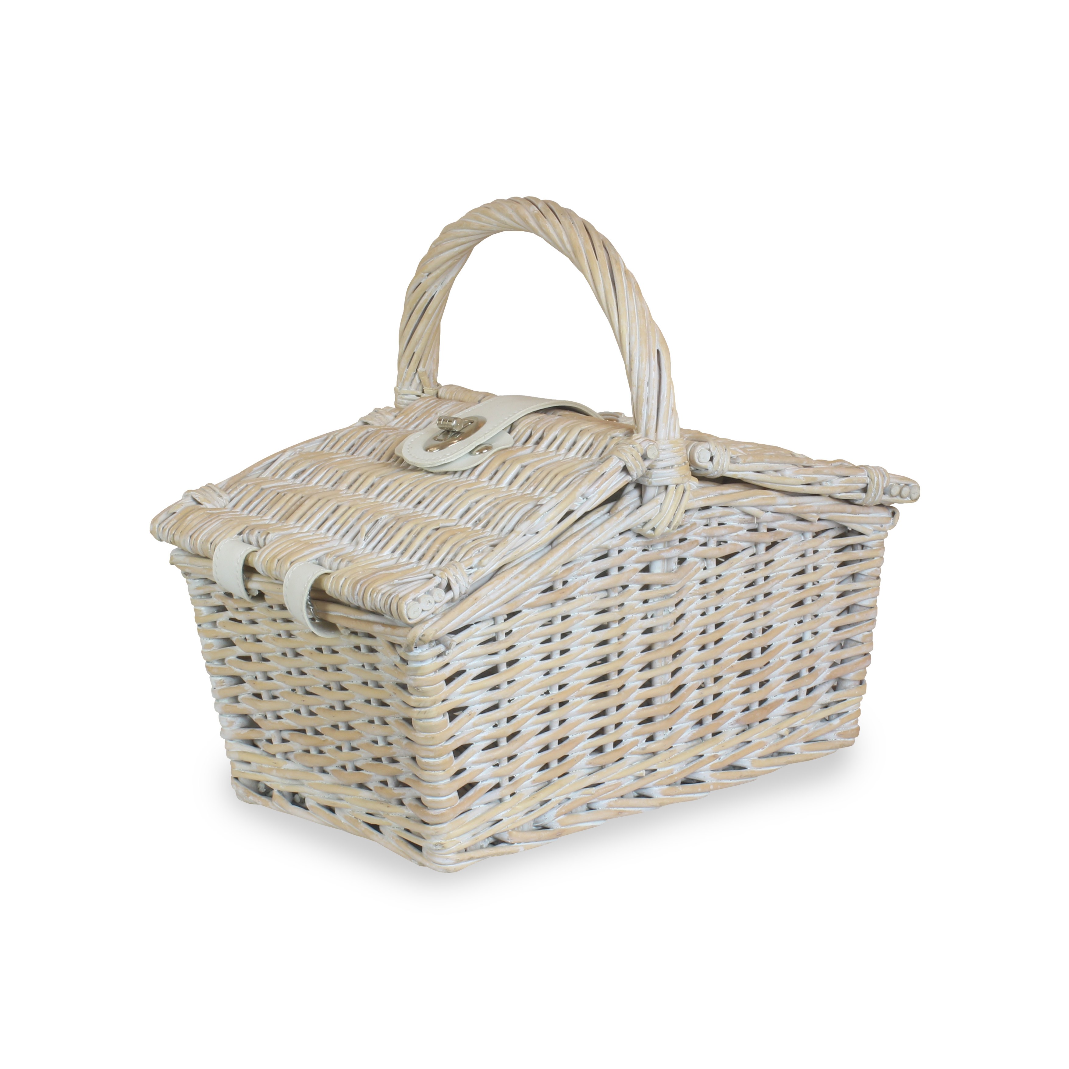 Small White Double Lidded Hamper Empty Hampers