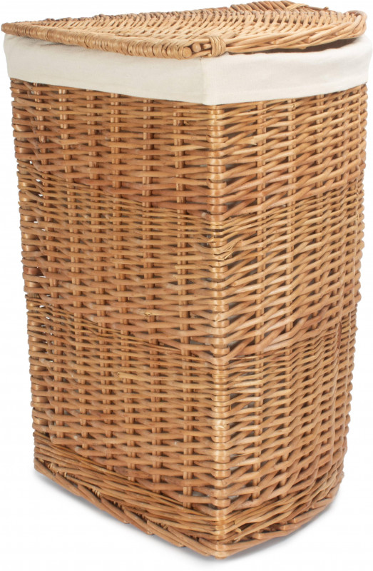 Large Light Steamed Corner Linen Basket With White Lining Laundry Baskets